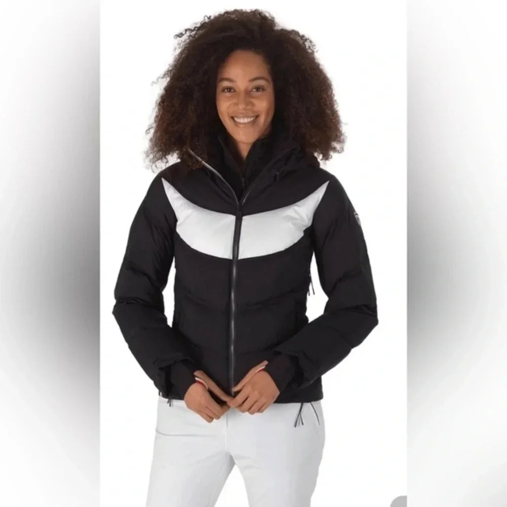 BNWT Rossignol Women's Signature Down Jacket Ski Coat - Black and White Medium